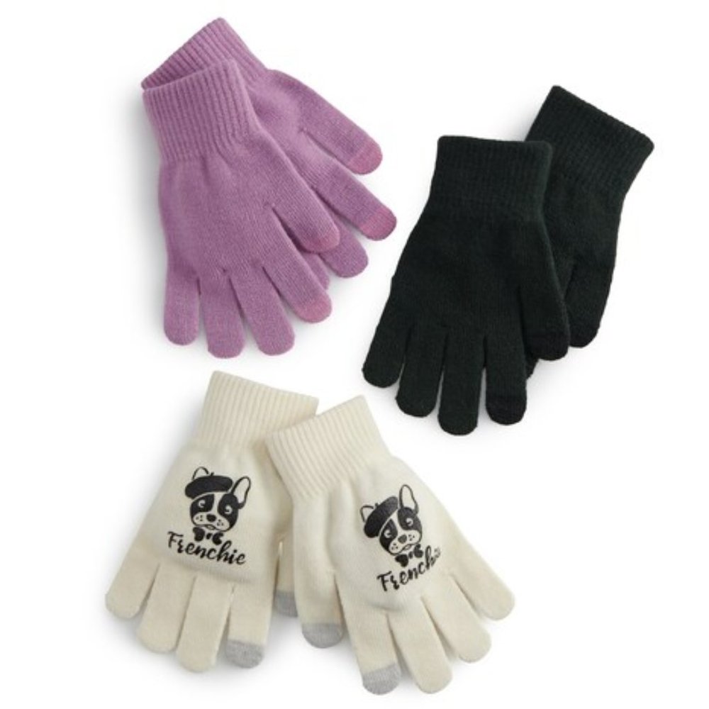 Women's French Bulldog 3 Piece Glove Set